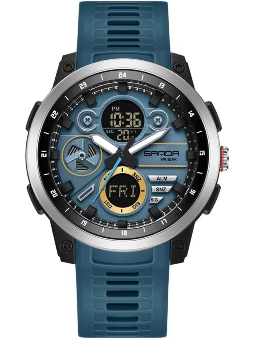 Men's Blue Analog Quartz Stainless Steel Military Electronic LED Digital Watch